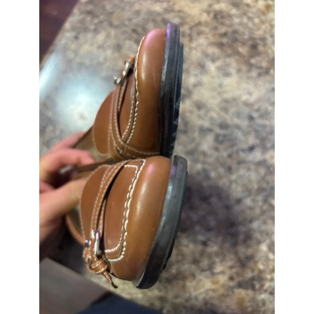 Coach Kristi Tan Leather Block Heel Loafers Buckle Pumps Made in Italy Womens 8B